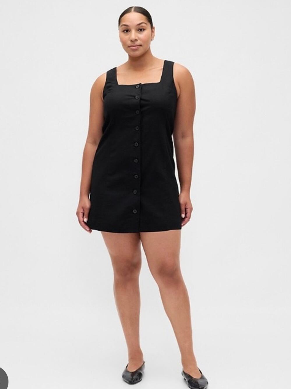 Gap Linen Blend Button Front Mini Dress Black XL NEW